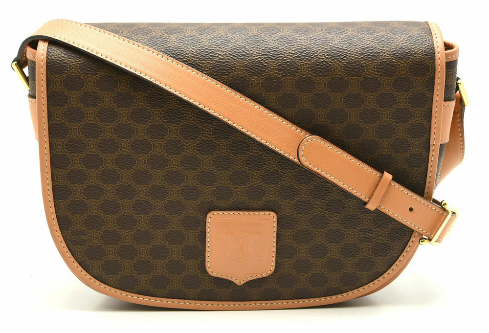 Celine Macadam shoulder bag leather brown dark